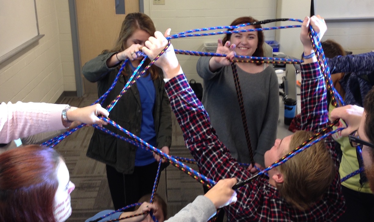 Escher class makes dodecahedron with rope